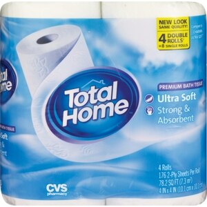 Total Home by CVS Ultra-Soft Premium Bathroom Tissue, 2-ply White