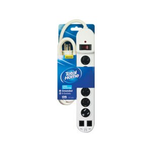 Total Home by CVS Six Outlet Surge Protector, White