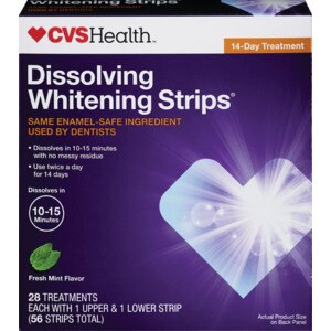 CVS Health Easy Peel Application Dissolving Whitening Strips, 56CT
