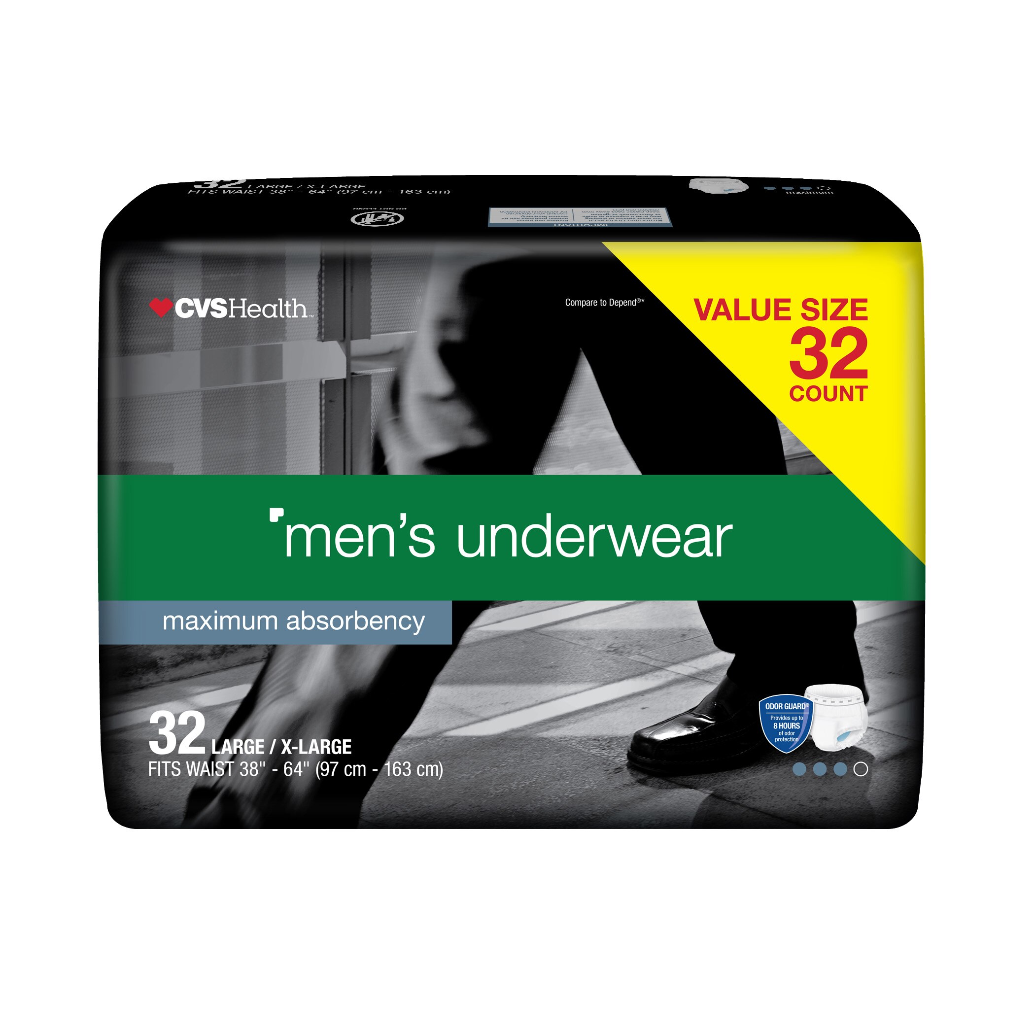 CVS Men's Underwear Maximum Absorbency L/XL(2 PK of 32 EA/Total 64)