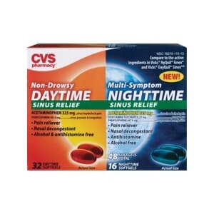 CVS Pharmacy Non-Drowsy Sinus Relief Daytime and Muti-Symptom Nighttime Softgels