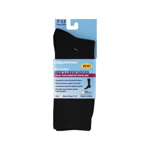 CVS Non-Binding Men's Crew Socks - Diabetes Footcare, Size 7-12 Black