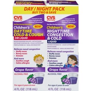 CVS Children's Daytime Cold & Cough Nighttime Congestion & Cold Liquid Two Pack