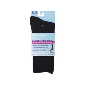 CVS Non-Binding Ladies' Crew Socks - Diabetes Footcare, Size 6-10 Black
