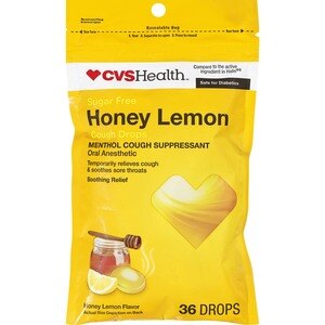 CVS Honey Lemon Cough Drops with Soothing Vapors Sugarfree