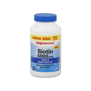CVS Biotin 5000 mcg Capsules, Value Size