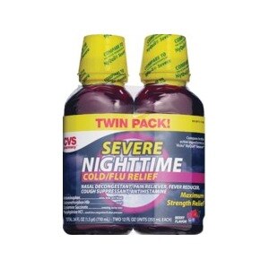 CVS Severe Night Time Cold and Flu Relief Maximum Strength Berry Flavor Twin Pack