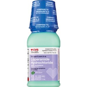 CVS Loperamide Hydrochloride Anti-Diarrheal Liquid for Ages 6+, Mint Flavor
