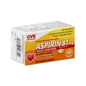 CVS Adult Low Dose Aspirin 81 mg Chewable Tablets Orange