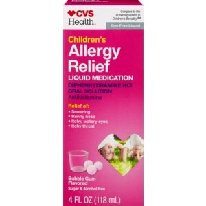 CVS Dye-Free Children's Allergy Liquid Medication Bubble Gum