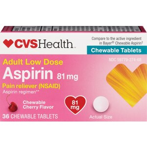 CVS Health Chewable Aspirin Cherry Tablets, 36CT