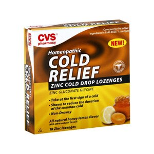 CVS Homeopathic Cold Relief Zinc Cold Drop Lozenges Honey Lemon Flavor