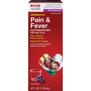 CVS Children's Pain & Fever Suspension Liquid Grape Flavor