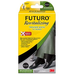 Futuro Revitalizing Diamond Pattern Trouser Socks for Women Black Large