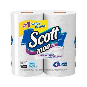 Scott One-Ply Unscented Bathroom Tissue 1000 Sheets Per Roll