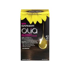 Garnier Olia Oil Powered Permanent Haircolor, 4.3 Dark Golden Brown
