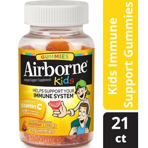Airborne Immune Support Supplement for Kids, Assorted Fruit Flavor Gummies
