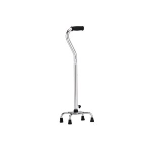 Nova Bariatric Quad Cane with Small Base & Offset Handle, Silver