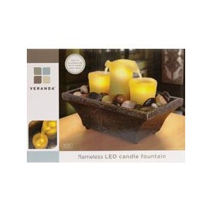 Veranda Flameless Led 3 Piece Candle Water Fountain