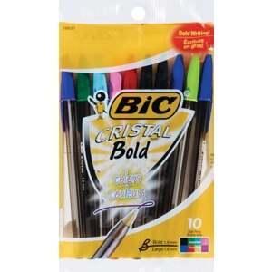 BIC Cristal Xtra Bold 8-piece 1.6mm Fashion Bold Point Ball Pen Set, Assorted Ink