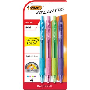 BIC Velocity 4-piece 1.6mm Bold Fashion Retractable Ball Pen Set, Assorted Ink