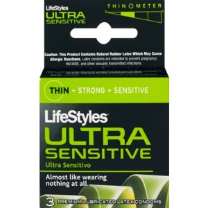 Lifestyles Ultra Sensitive Condoms Lubricated Latex
