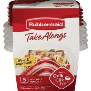 Rubbermaid Take A Longs Small Deep Square Containers 5 Pack -2.1 Cups Each