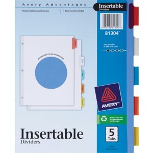 Avery Insertable Dividers 5 Tabs