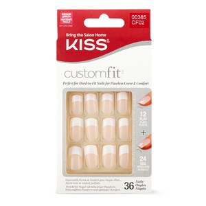 Kiss Custom Fit French Nail Kit Medium Length Flat Nails Made-To-Order