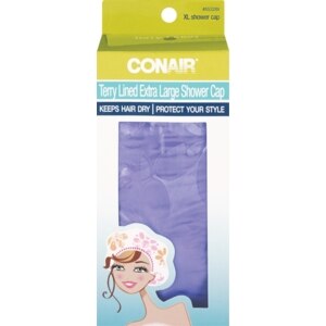 Conair Terry Lined Shower Cap Extra Large Assorted Colors