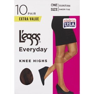 L'eggs Everyday Knee Highs Sheer Toe One Size Suntan