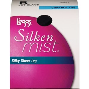 L'eggs Silken Mist Pantyhose Control Top Sheer Toe B Jet Black