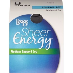 L'eggs Control Top Reinforced Toe B Jet Black