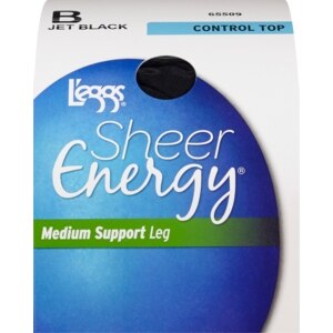 L'eggs Control Top Sheer Toe B Jet Black