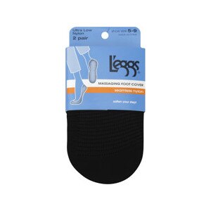 L'eggs Massaging Foot Covers Seamless Nylon Black Size 5-9