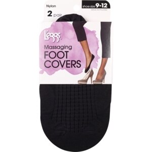 L'eggs Massaging Foot Covers Seamless Nylon Black Size 9-12