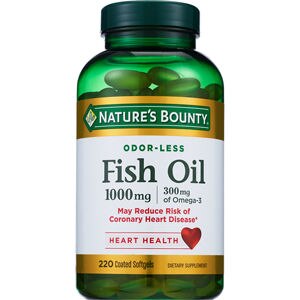 Nature's Bounty Odor-Less Fish Oil 1000mg Coated Softgels