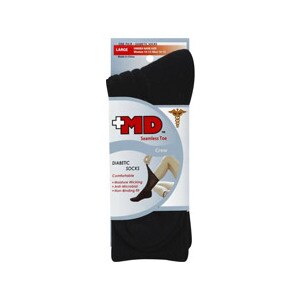 +MD Seamless Toe Diabetic Crew Socks Black Large