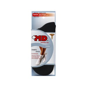 +MD Seamless Toe Diabetic Ankle Socks Black Medium