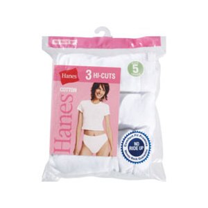 Hanes Panties Hi-Cut Cotton Size 5 White