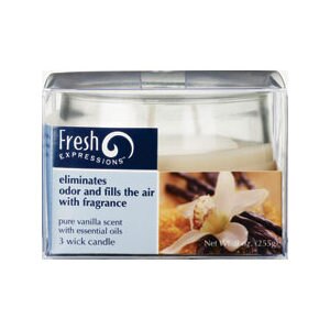Fresh Expressions 3 Wick Candle Pure Vanialla Scent with Essential Oils
