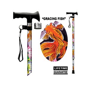 Main Cane™ Designer Cane Adjustable T-Handle Cane, Gracing Fish
