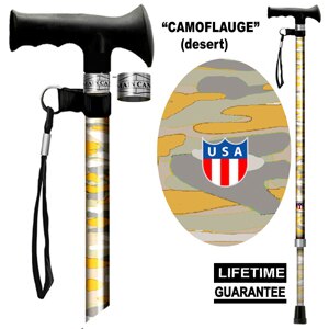 Main Cane™ Designer Cane Adjustable T-Handle Cane, Camoflauge Desert