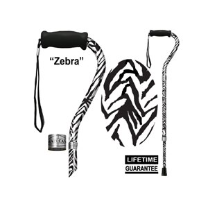 Main Cane™ Designer Cane Adjustable Offset Handle Cane, Zebra