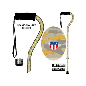 Main Cane™ Designer Cane Adjustable Offset Handle Cane, Camoflauge Desert