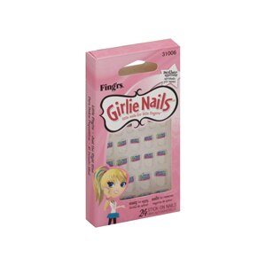 Fing'rs Girlie Nails Stick-On Nails Silver Stars, Assorted