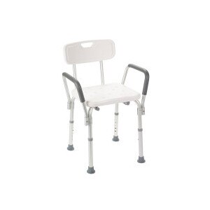 Drive Medical Bath Bench with Padded Arms - White