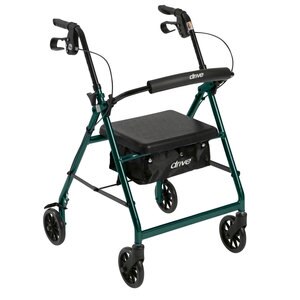 Drive Medical Rollator with Fold Up and Removable Back Support and Padded Seat Green