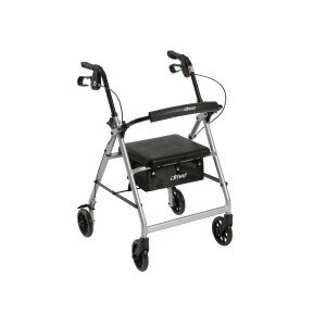 Drive Medical Rollator with Fold Up and Removable Back Support and Padded Seat Silver