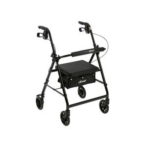 Drive Medical Rollator with Fold Up and Removable Back Support and Padded Seat Black